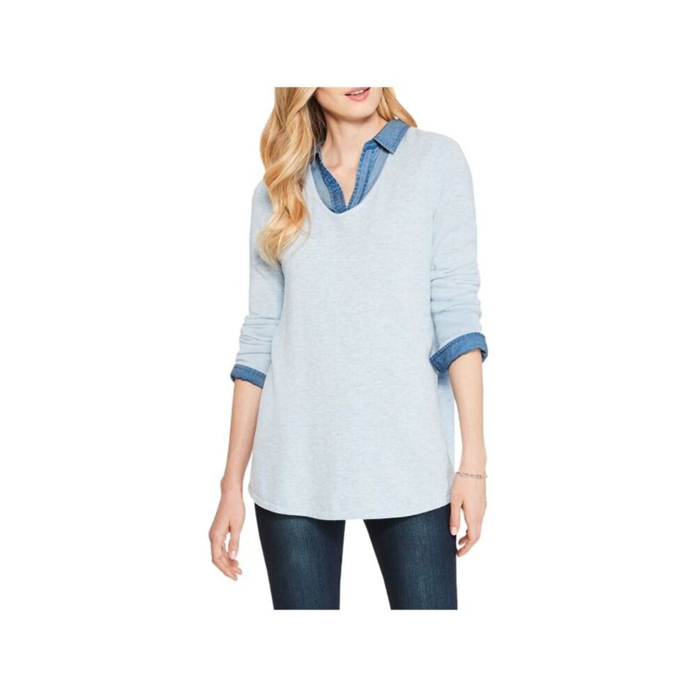 NIC+ZOE Womens Ribbed Long Sleeve V Neck Sweater - Picture 1 of 2